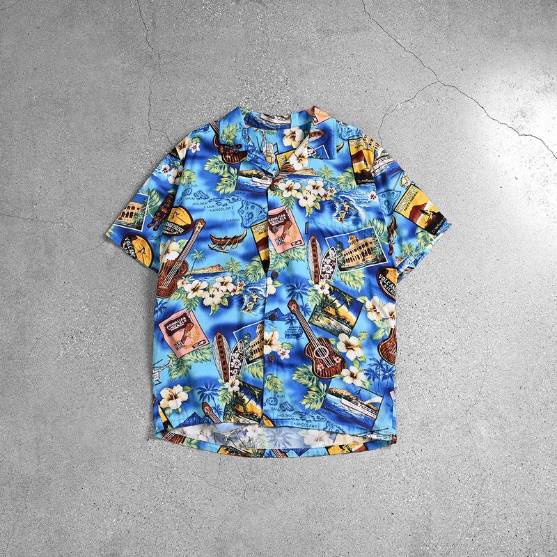 Aloha Shirts 夏威夷衫 / 古巴領襯衫、夏季古著襯衫、保齡球襯衫 - 男襯衫/休閒襯衫 - 其他材質 藍色