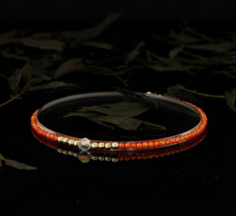 輕奢風 橙鋯石 14KGF Swarovski 水晶手鍊 - 手鍊/手環 - 寶石 