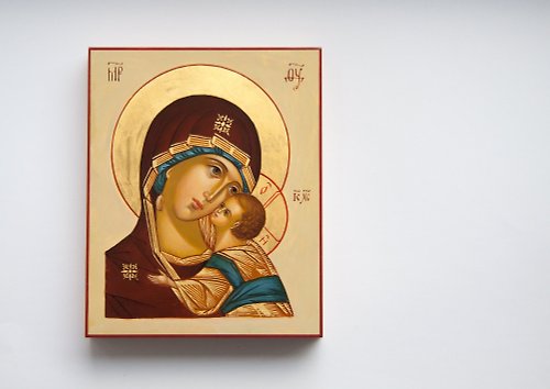 手描きの正教会のキリスト教の聖母マリアのアイコン
