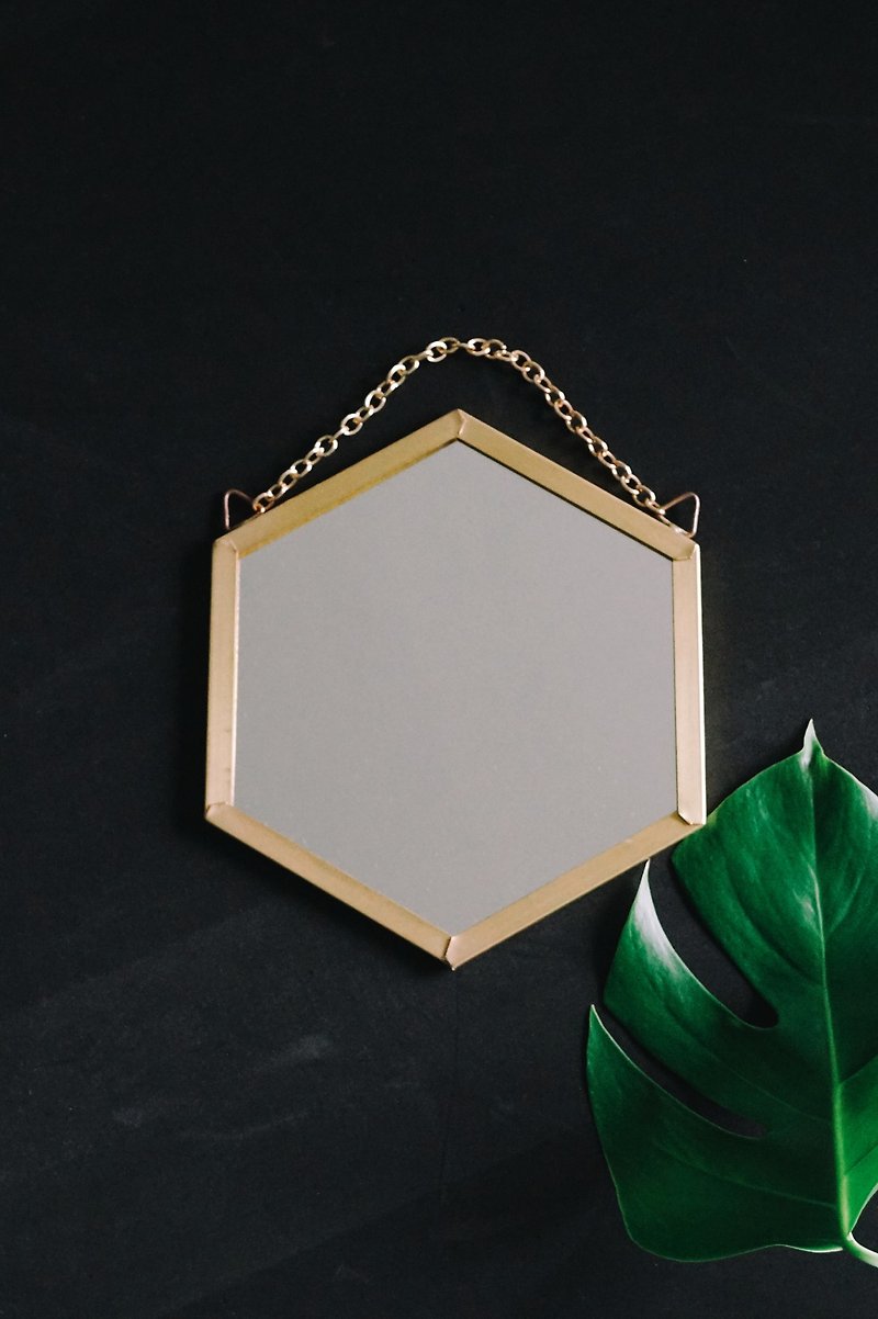 Hexagon mirror wall decor, Decorative mirror Small wall mirror Framed mirror - Wall Décor - Glass Gold