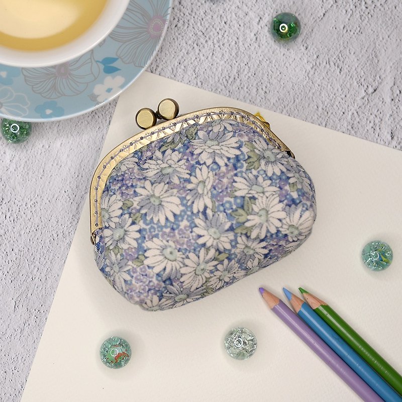 【Spot*1】Flower Tuanjintuokou gold coin purse - กระเป๋าใส่เหรียญ - ผ้าฝ้าย/ผ้าลินิน สีน้ำเงิน