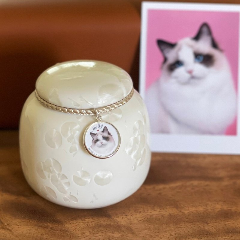 [Customized] Pet urn | can hold pet photos/names/anniversaries | prayer crystal jar - อื่นๆ - ดินเผา ขาว