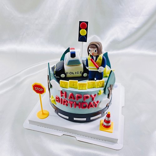 GJ.cake 警察 波麗士 生日蛋糕 造型 客製 卡通 翻糖 滿周歲 6吋 面交