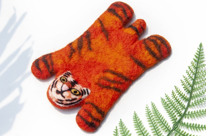 ギフト交換 ボヘミアン フォレスト ウール フェルト コースター 動物 ウェット フェルト コースター - タイガー 吸収性コースター - コースター - ウール オレンジ