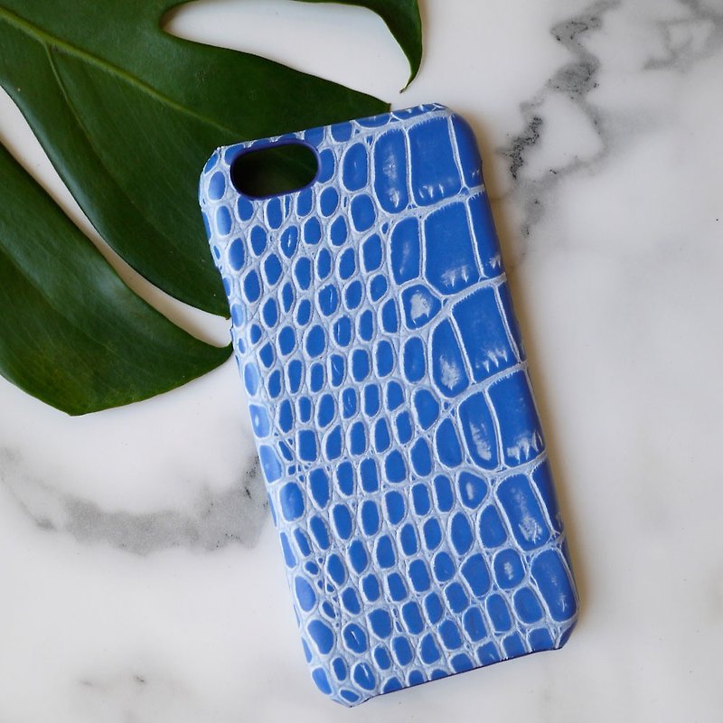 AOORTI :: Apple iPhone 6s/6s Plus Handmade Leather Cowhide Case/Mobile Phone Case-Crocodile Pattern/Cyan Blue - Phone Cases - Genuine Leather Blue