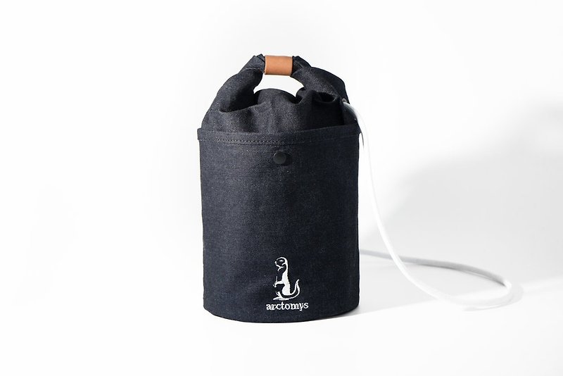 Arctomys EABA - Denim Cylinder Shoulder Messenger Bag - Messenger Bags & Sling Bags - Polyester Blue