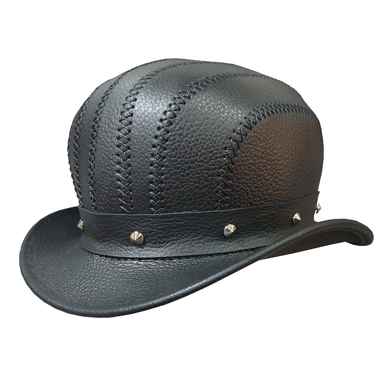 Steampunk Bowler Leather Top Hat - Hats & Caps - Genuine Leather Black