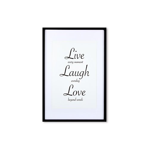 iINDOORS英倫家居 裝飾畫相框 Cursive Quote Live Laugh Love 黑色框 63x43cm