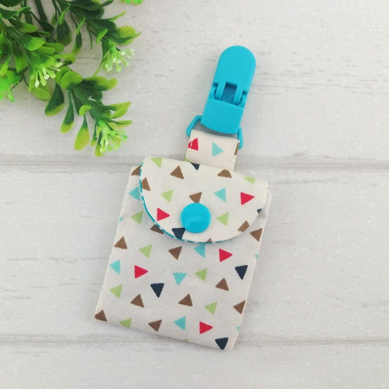 Colorful triangles. Ping Fu bag (can increase 40 embroidered name) - Omamori - Cotton & Hemp Blue