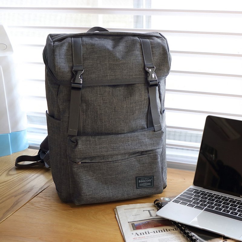 帶釦多層後背包(14'' Laptop OK)-深灰_105388 - 後背包/背包/書包 - 其他材質 灰色