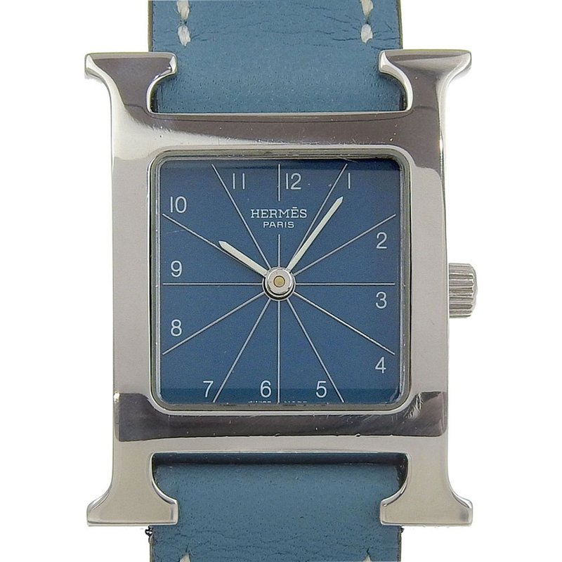 【日本直送】エルメス HERMES Hウォッチ 腕時計 HH1.210 SS×レザー T クオーツ アナログ表示 ブルージーン文字盤 レディース【中古】 - 女錶 - 不鏽鋼 銀色