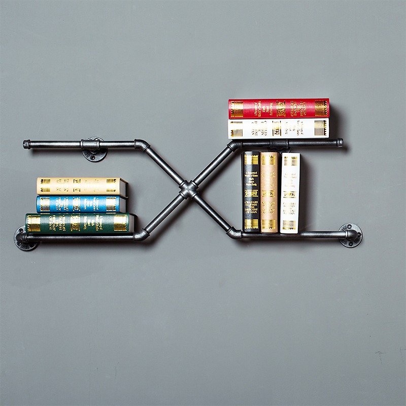 Industrial Feng Shui Pipe Shelves Wall Decoration Bookshelf - Storage - Other Metals Black
