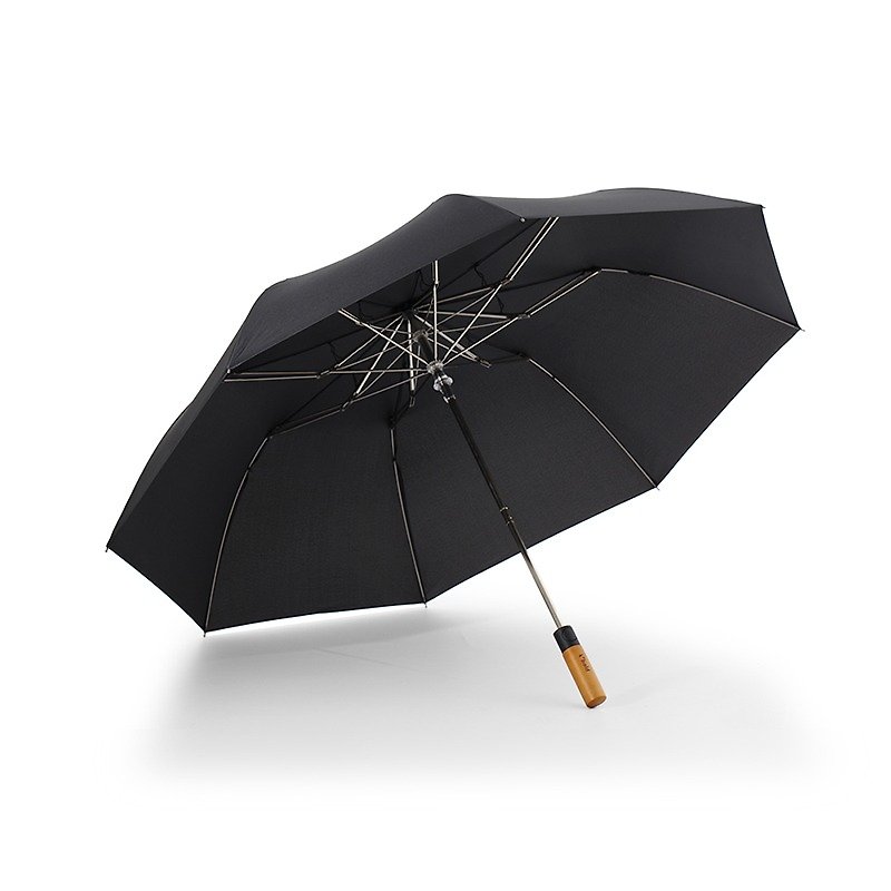 [German Kobold] Anti-UV Anti-Strong Wind Classic Gentleman Umbrella-Maple Handle Three Folding Automatic Umbrella-Black - Umbrellas & Rain Gear - Other Materials Black