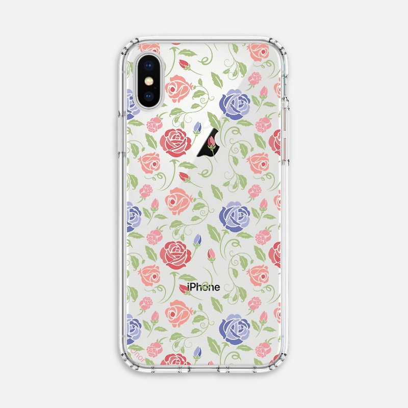 iPhone X-Floral Print【Rose】crystals phone case - Phone Cases - Plastic Transparent