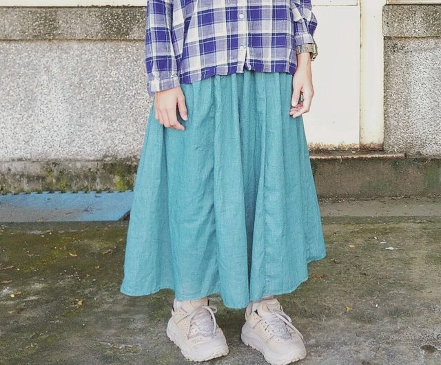 アシンメトリー リネン風スカート ライトグリーン アシンメトリー リネン風スカート ライトグリーン