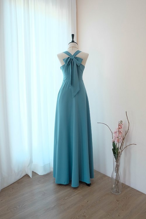 KEERATIKA Rustic Blue Bridesmaid dress Long Dress Cocktail Party Dress Floor length