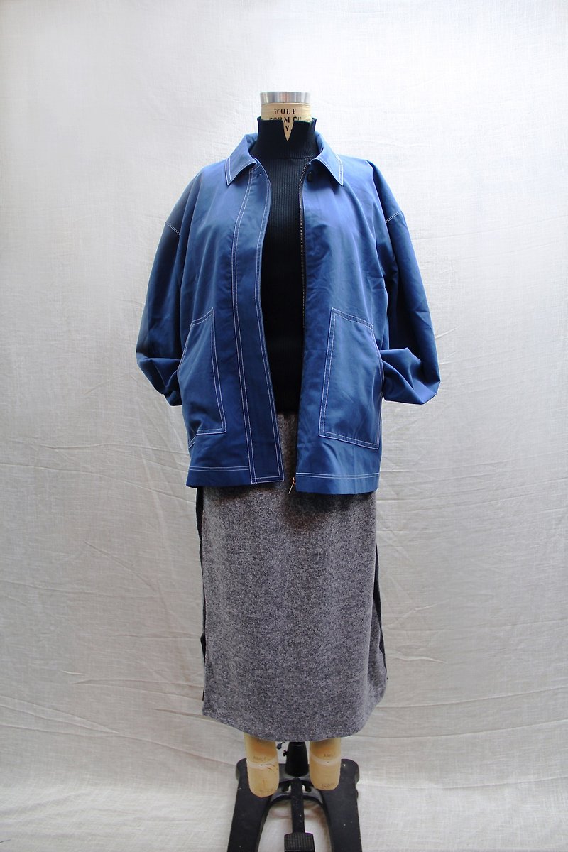 Contrast line wide version shirt jacket - Women's Casual & Functional Jackets - Cotton & Hemp Multicolor