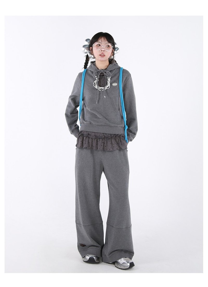 Women's drapey slim wide-leg banana pants - กางเกงขายาว - ผ้าฝ้าย/ผ้าลินิน 