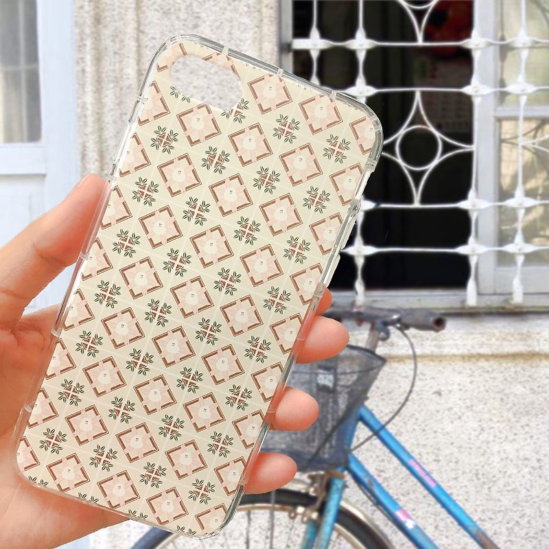Retro White Bird Tiles Original Mobile Shell - Phone Cases - Plastic Khaki