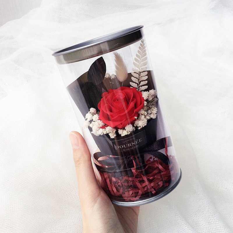journee red immortal rose flower pot with card/red rose dry bouquet Valentine's day gift - Dried Flowers & Bouquets - Plants & Flowers 