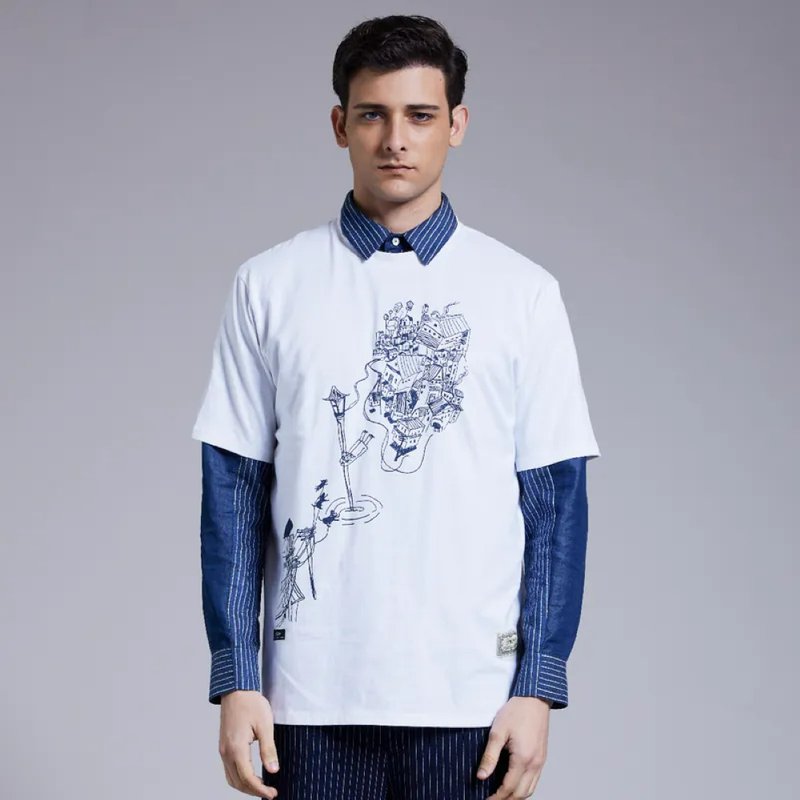 王登鈺聯名T-shirt_幽暗小徑的鬼 - 男 T 恤 - 棉．麻 
