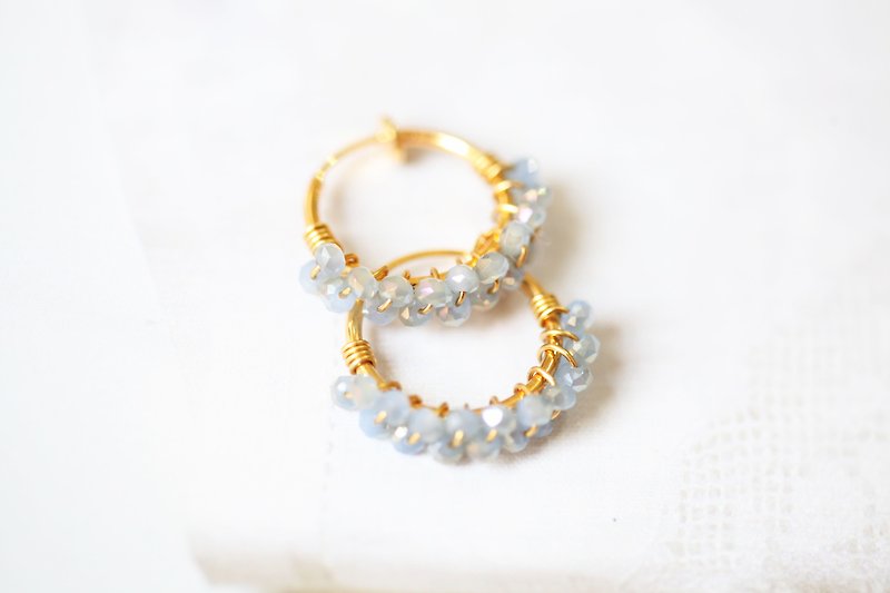 Happy circle happy circle │ blue crystal model clip-on birthday gift Swarovski - Earrings & Clip-ons - Crystal Blue