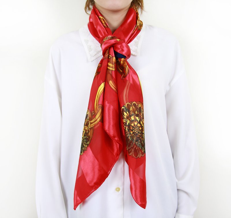 バックグリーンへ::パリ半透明の絹のスカーフ、古典的な愛の歌ヴィンテージスカーフ（SC-11） - スカーフ - シルク・絹 