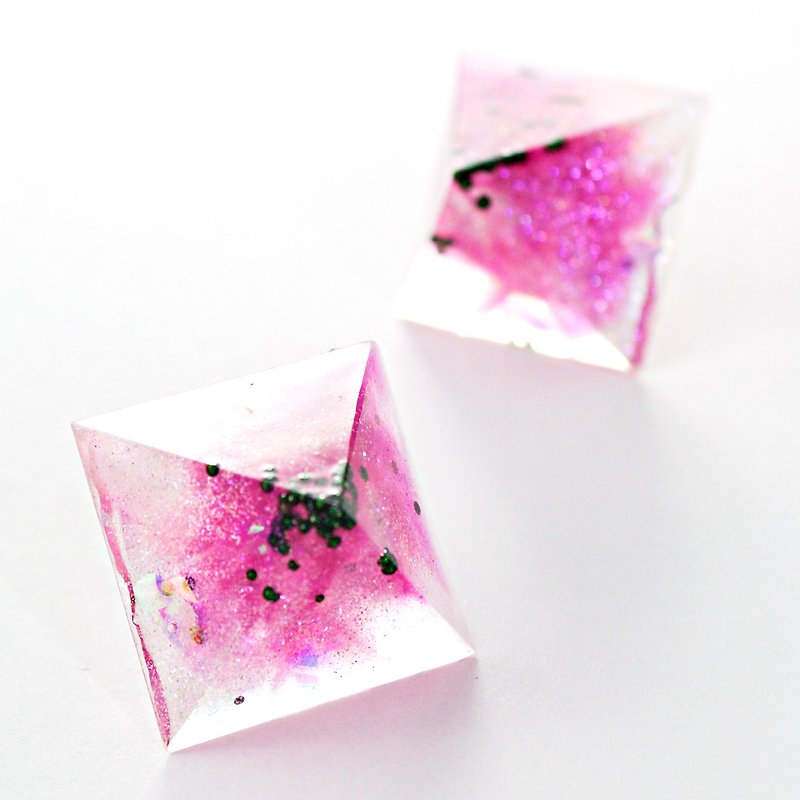 Pyramid Earrings (Vera Vita) - Earrings & Clip-ons - Other Materials Pink