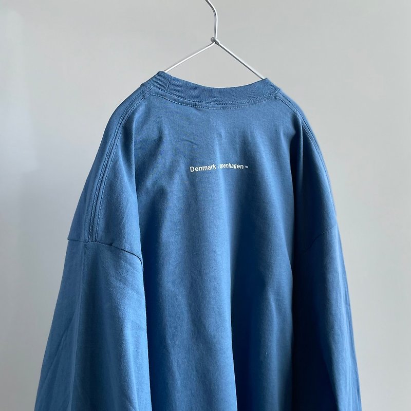 Long sleeve t-shirt / smoke blue / unisex / Denmark copenhagen - 中性衛衣/T 恤 - 棉．麻 藍色