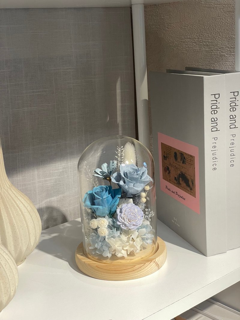 【客製化】永生玻璃鐘罩 永生花禮 初日花藝 - 乾燥花/永生花 - 植物．花 