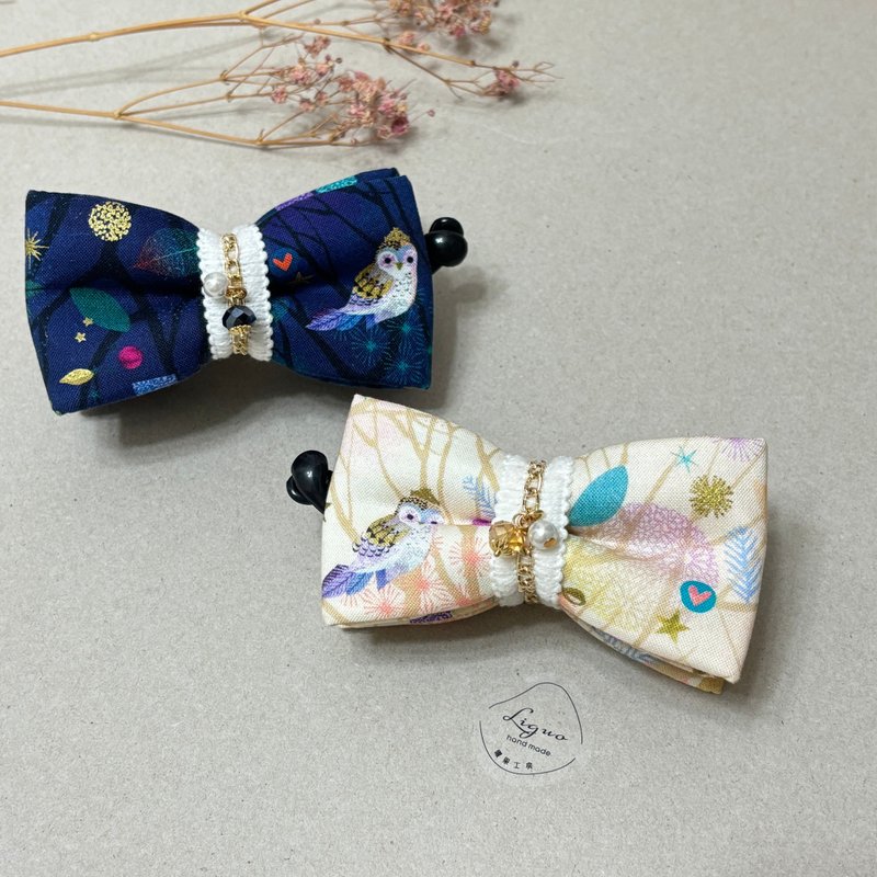 貓頭鷹森林 | 燙金煙火 | 立體蝴蝶結相交夾 | 香蕉夾 - 髮夾/髮圈 - 棉．麻 多色