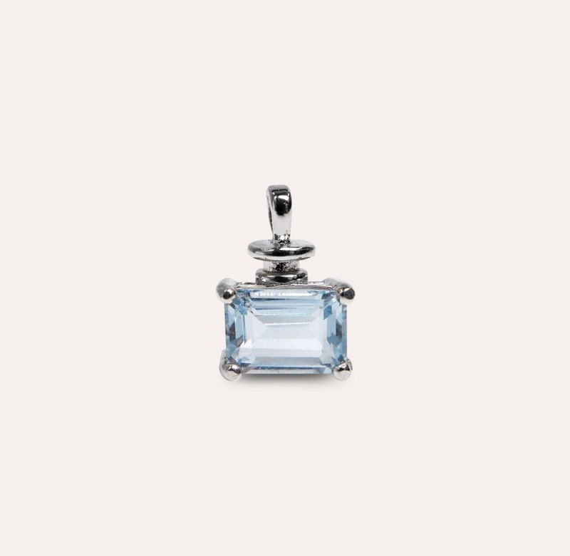 AND 海藍寶 藍色 長方 5*7mm 墜子 蛻變系列 Fragrance P 天然 - 項鍊 - 銀 藍色