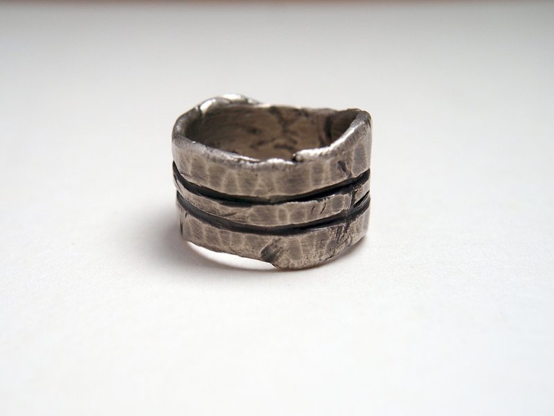 【YunShao Jewelry】Coal Series #a303 Gray Volcanic Ring (Size 11) - แหวนทั่วไป - เงิน สีเงิน