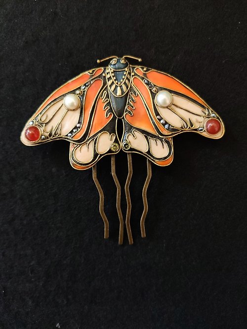 Lorentina Large Orange Monarch Butterfly pin,Large Butterfly hairpin,summer hairpin