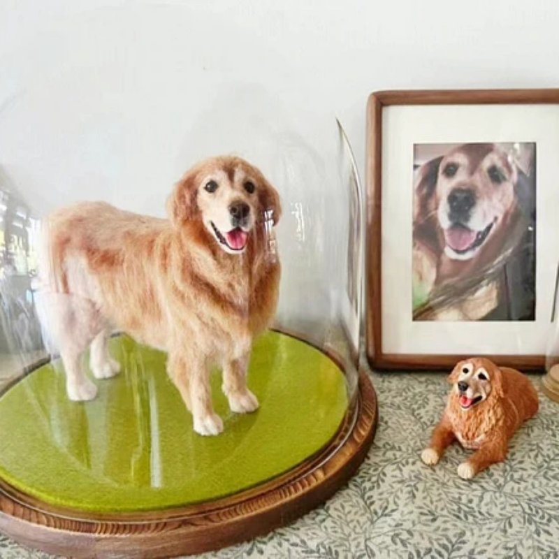 客製化逼真金毛犬羊毛氈寵物娃娃定製複刻狗狗猫咪毛小孩公仔 - 貓/狗玩具 - 羊毛 多色