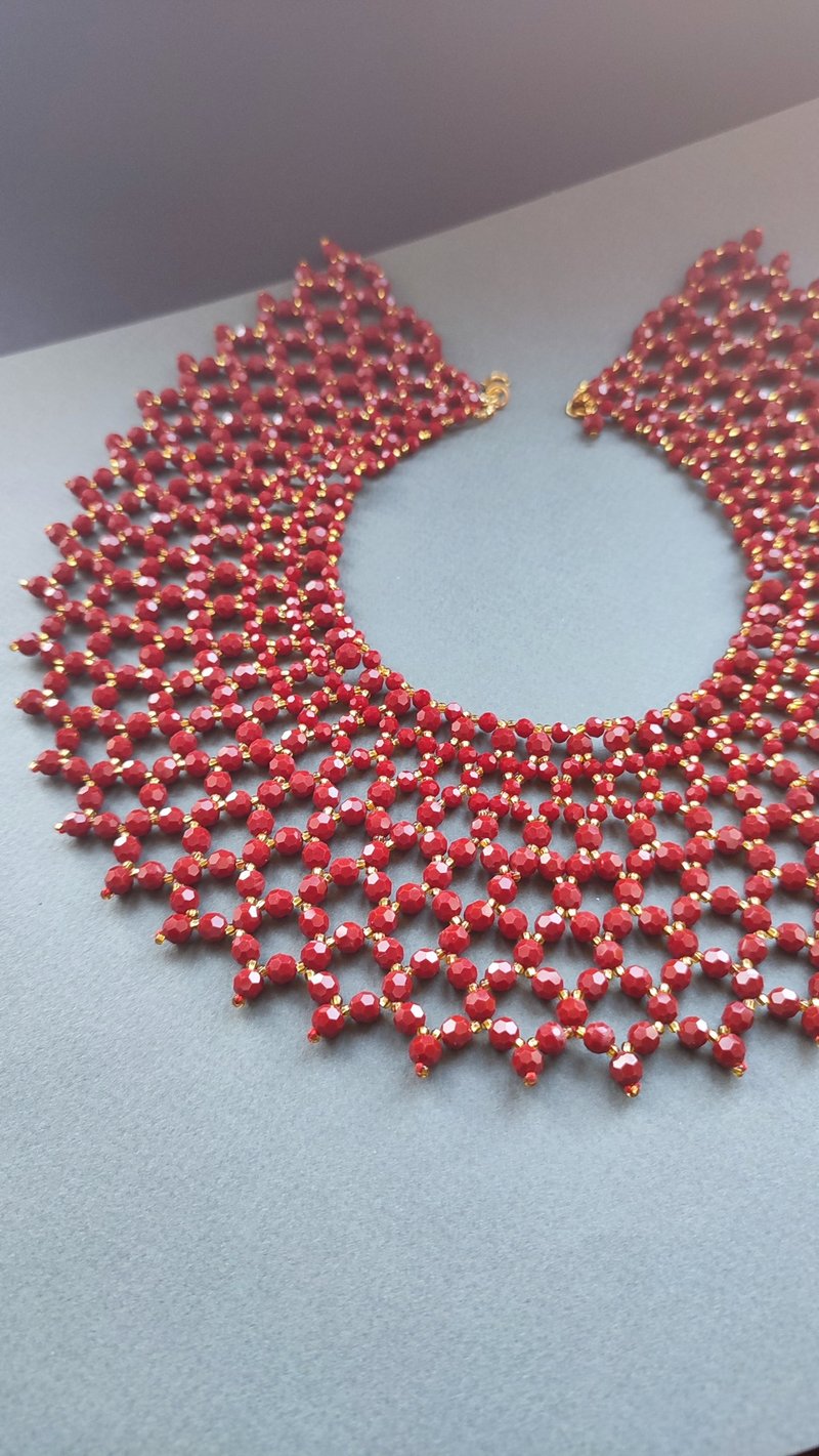 Crystal red collar necklace, Gothic jewelry, Victorian necklace, Inspired elegan - สร้อยคอ - แก้ว สีแดง