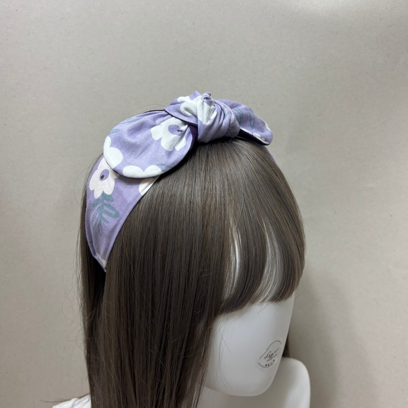 紫霧花朵 | 蝴蝶結髮箍 - 髮夾/髮圈 - 棉．麻 白色