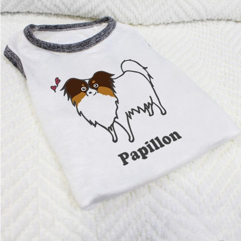 [NINKYPUP] Reflective Dog Clothes-- Papillon , Customized Dog's Name - Clothing & Accessories - Cotton & Hemp White