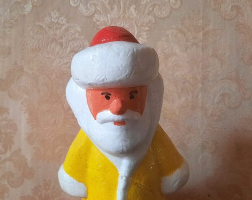 ロシア版サンタクロース人形 黄色いサンタ ソビエト発泡スチロール クリスマス装飾人形