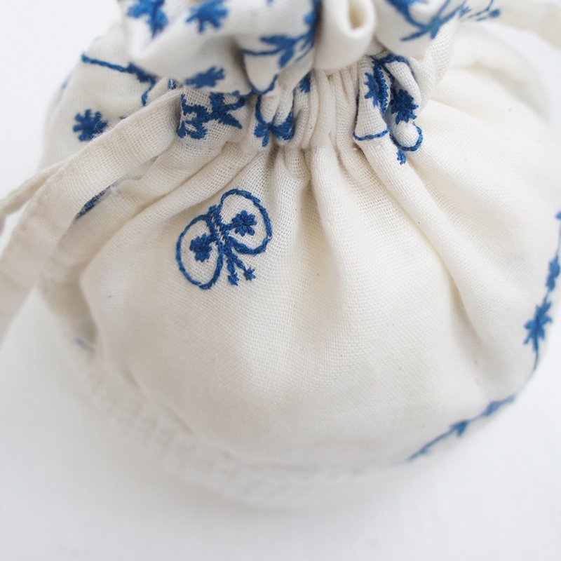 Ba-ba handmade mini drawstring bag  No.K10 - 化妝包/收納袋 - 其他材質 藍色