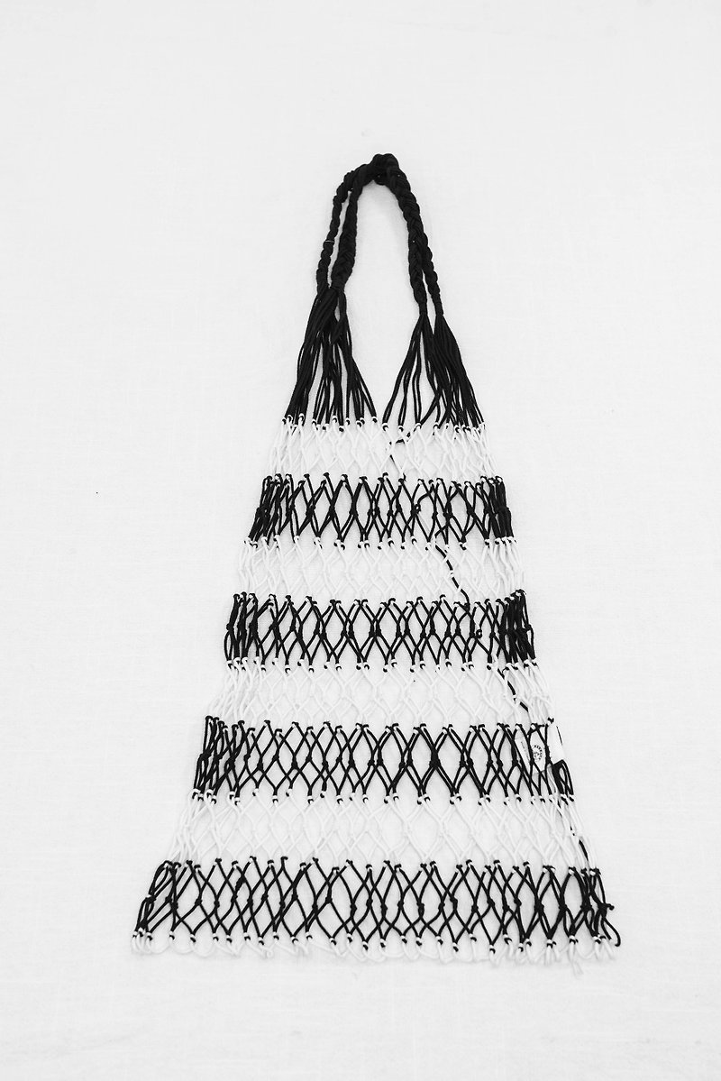 島中坊研 手織魚網袋 (黑白間色) - 其他 - 棉．麻 黑色