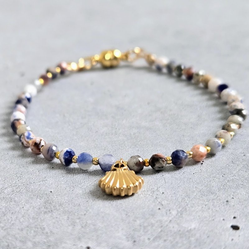 [14kgf changeable] Red line sodalite natural stone bracelet - Bracelets - Gemstone Blue