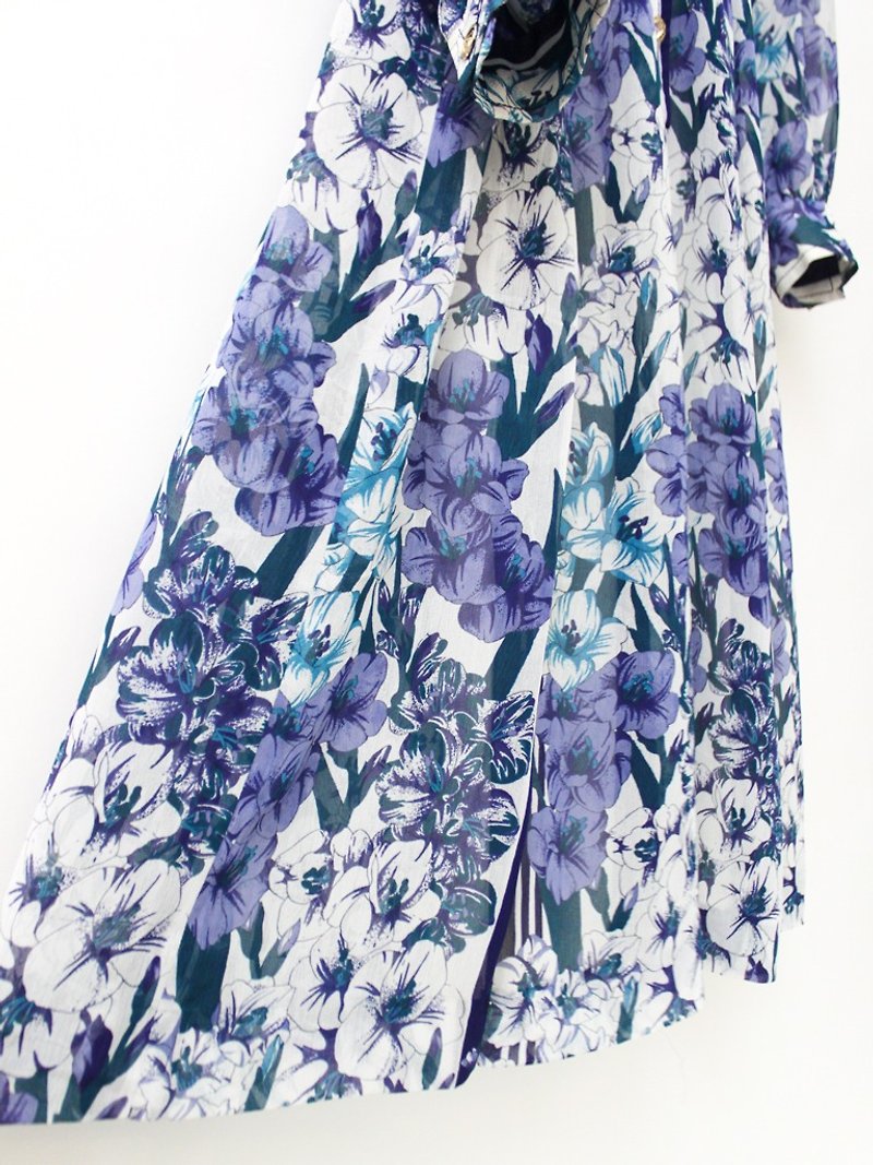 大人の[RE1004D1443]初秋長袖の紫色の花のレトロな感覚のヴィンテージドレス - ワンピース - ポリエステル パープル