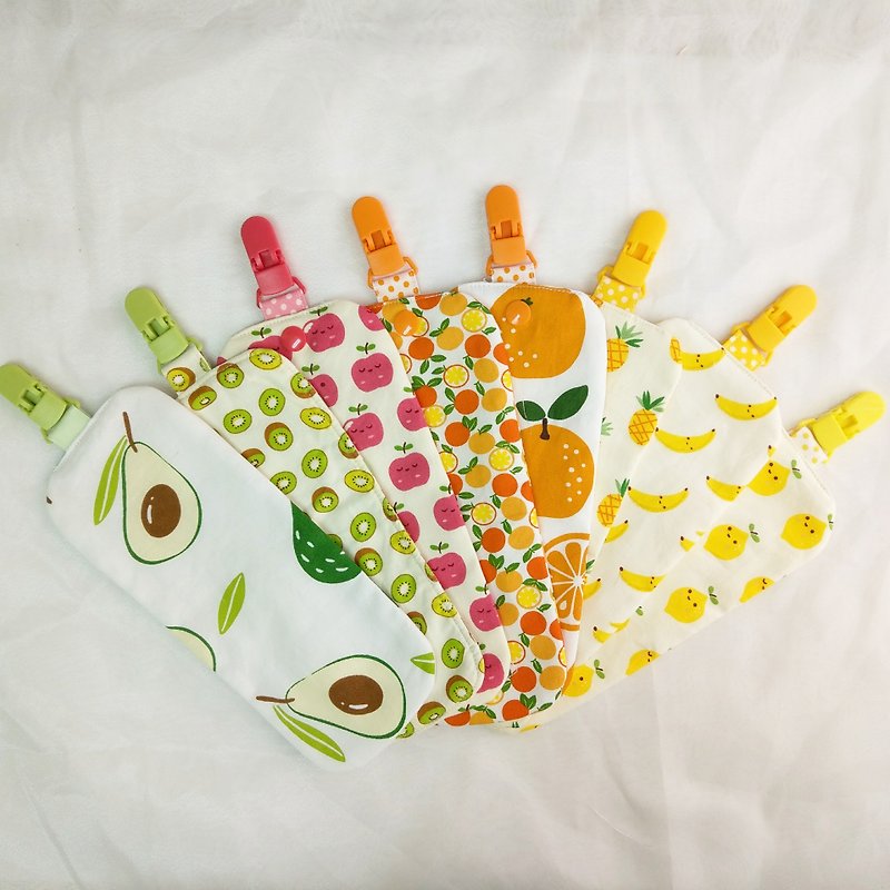 Fruit Party - 13 types to choose from. Double-sided cotton handkerchief/with clipped handkerchief (name can be embroidered) - Bibs - Cotton & Hemp Multicolor