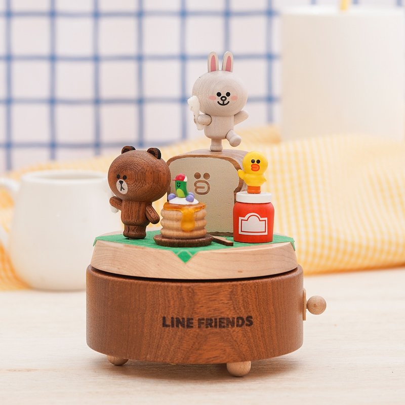 【LINE FRIENDS】熊大美味派對 多旋轉音樂盒 | Wooderful life - 擺飾/家飾品 - 木頭 多色