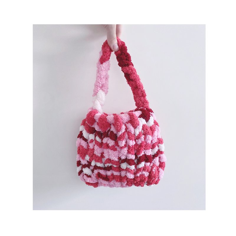 Taiwanese Internet celebrity Molly’s same style super thick woolen bag - Handbags & Totes - Cotton & Hemp Multicolor