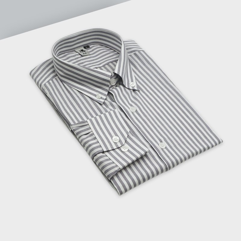 Gray straight striped shirt - Wearing a refreshing and clean shirt is the best first impression. - เสื้อเชิ้ตผู้ชาย - ผ้าฝ้าย/ผ้าลินิน สีเทา