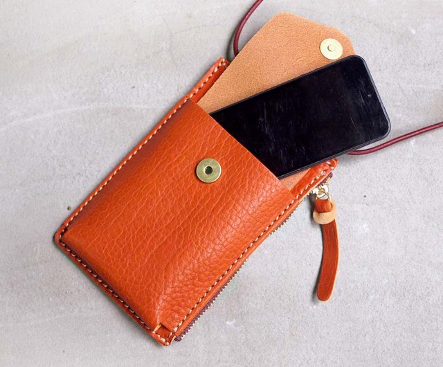 Japanese craftsman handmade cowhide mobile phone case carry bag