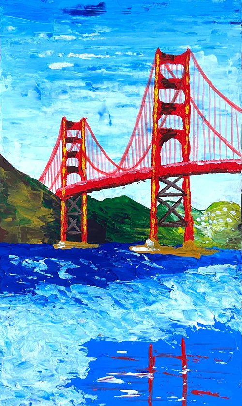 Abstract Golden Bridge Canvas