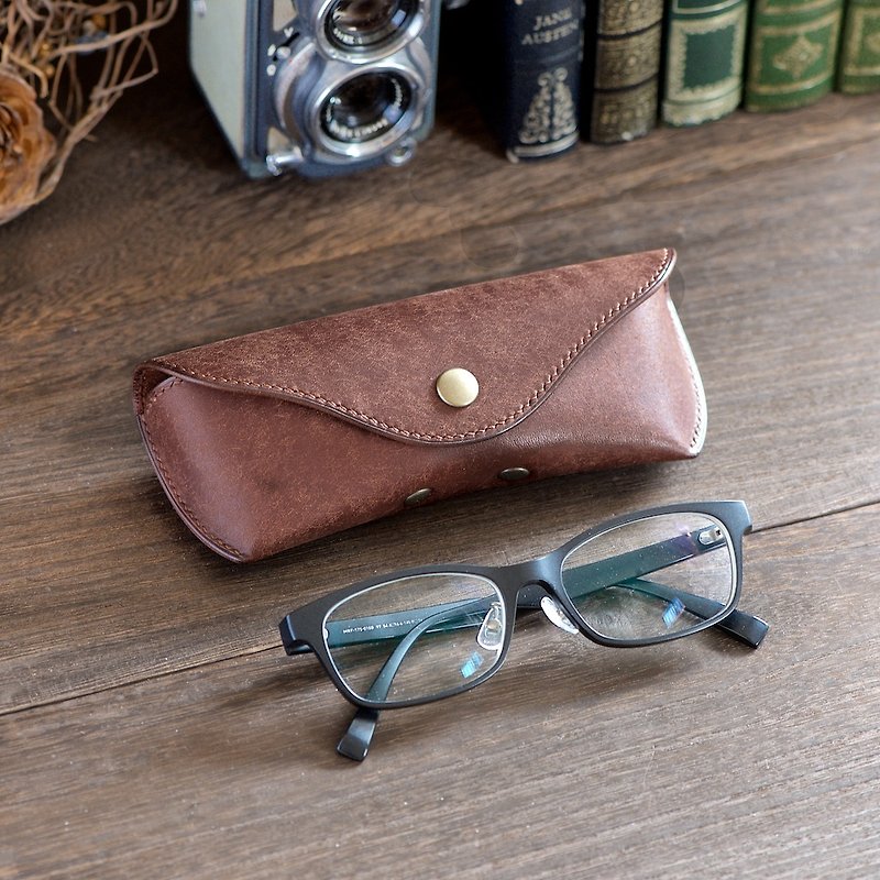 上質なメガネケース　プエブロ チョコ - 眼鏡/眼鏡框 - 真皮 咖啡色